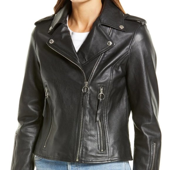 UNWORN. Sam Edelman Black Leather Moto Jacket. Small - Picture 1 of 11